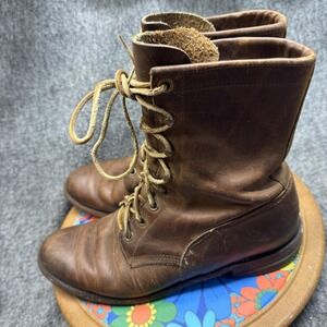 Justin Leather Boots Womens Brown Lace Up Plain Toe Service Workwear